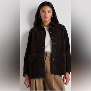 New Quince Black Suede Leather Chore Jacket SZ Large